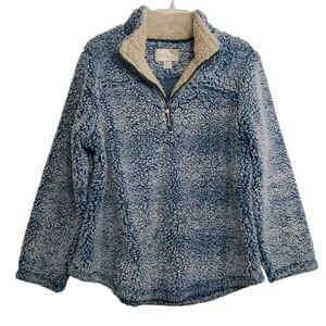 Green Tea Women's XL Fluffy Fleece / "Sherpa" Quarter Zip Pullover Jacket